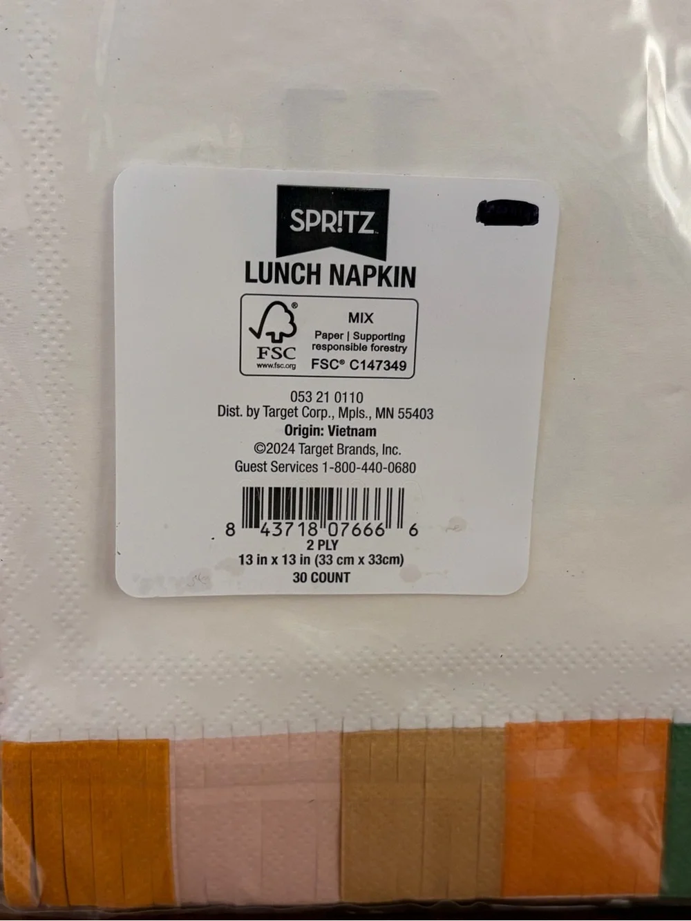 Spritz “Hello Cutie” Lunch Napkins 30 Count – Color Block Design